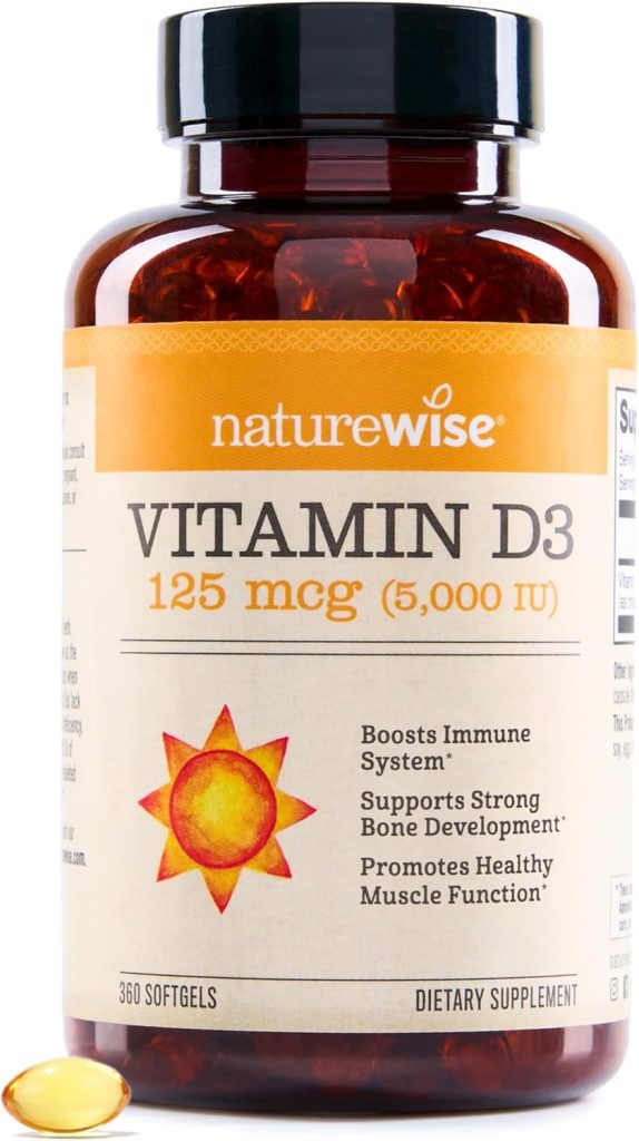 NatureWise Vitamin D3 5000iu (125 mcg) 1 Year Supply for Immune Support, Healthy Muscle Function, and Bone Health - Non-GMO, Gluten Free in Organic Extra